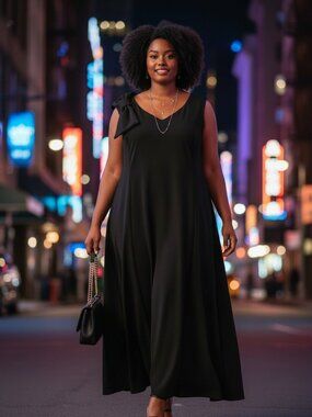 Isaac Mizrahi New York Black A-Line Dress Size 20 NWT Sleeveless Bow Detail